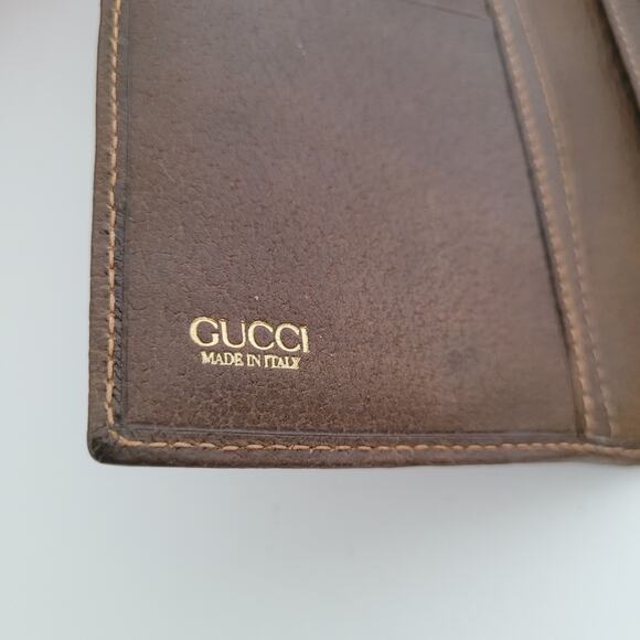 GUCCI Vintage Clasp Horsebit Wallet Bifold Brown Large Retro Clutch Leather Box - Picture 5 of 16
